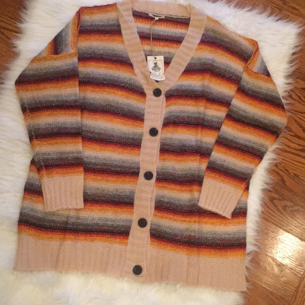 Easel Colorful Buttondown Cardigan - Picture 6 of 13